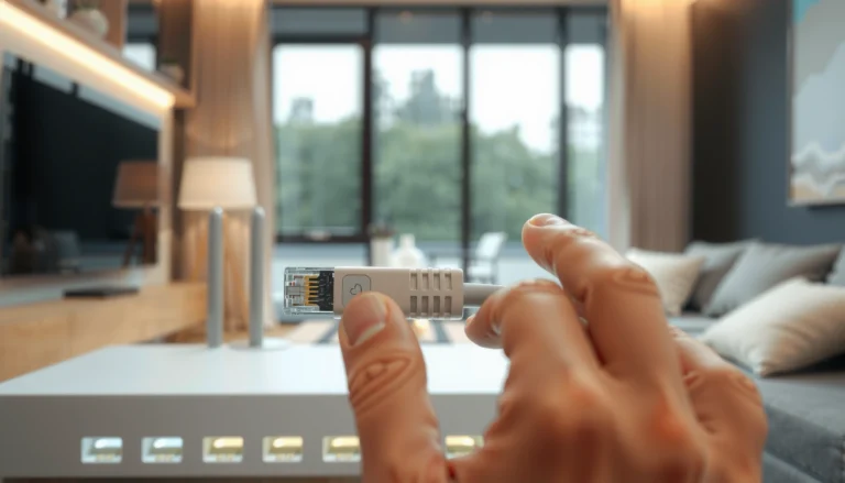 Step-by-step guide on how to connect an Ethernet cable for internet setup.