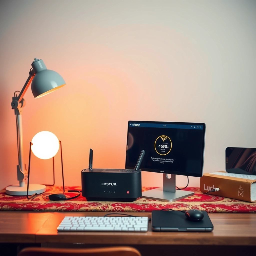 Items needed for WiFi router installation, including router, cables, and power adapter.