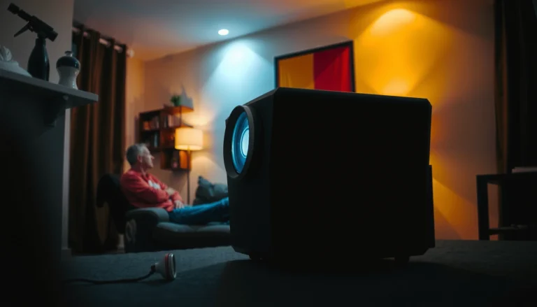 A projector displaying an image with optimal lux levels for clarity and brightness.