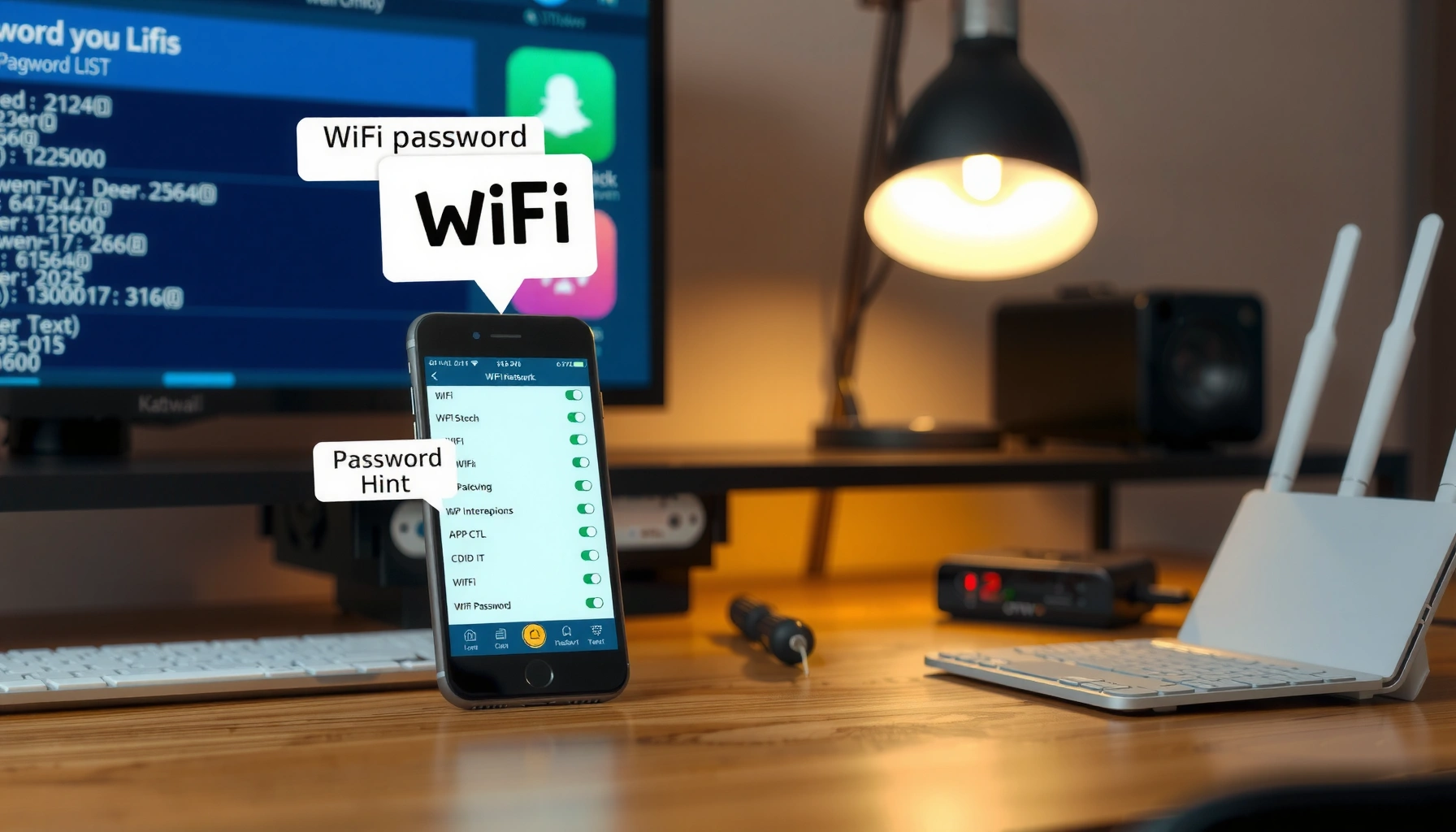 An illustration showing methods to identify WiFi passwords quickly and effectively.