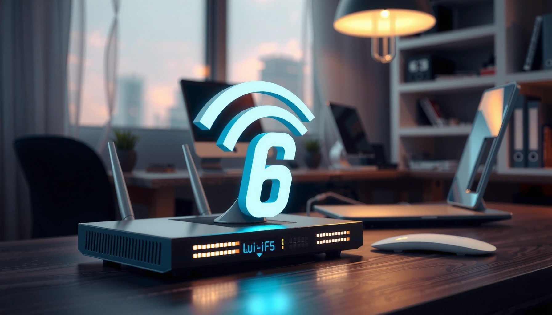 Illustration of Wi-Fi 6 technology benefits and features for improved internet connectivity.