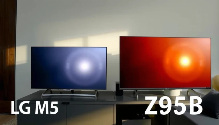 Comparison of LG M5 and Panasonic Z95B highlighting their features and specifications.