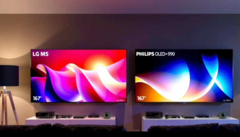 Comparison of LG M5 and Philips OLED+950 OLED TVs for choosing the best option.