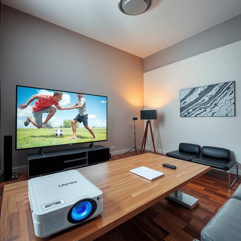 Image illustrating how light control affects projector performance in TV viewing.