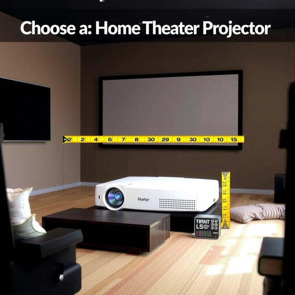 Measuring a room for home theater projector throw distance and screen size.