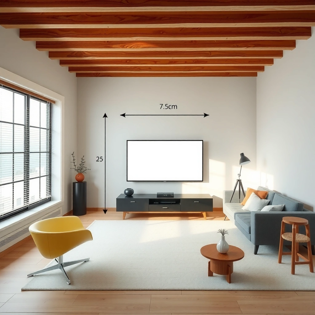 A person measuring room dimensions for optimal TV size placement, showcasing distance and space considerations.