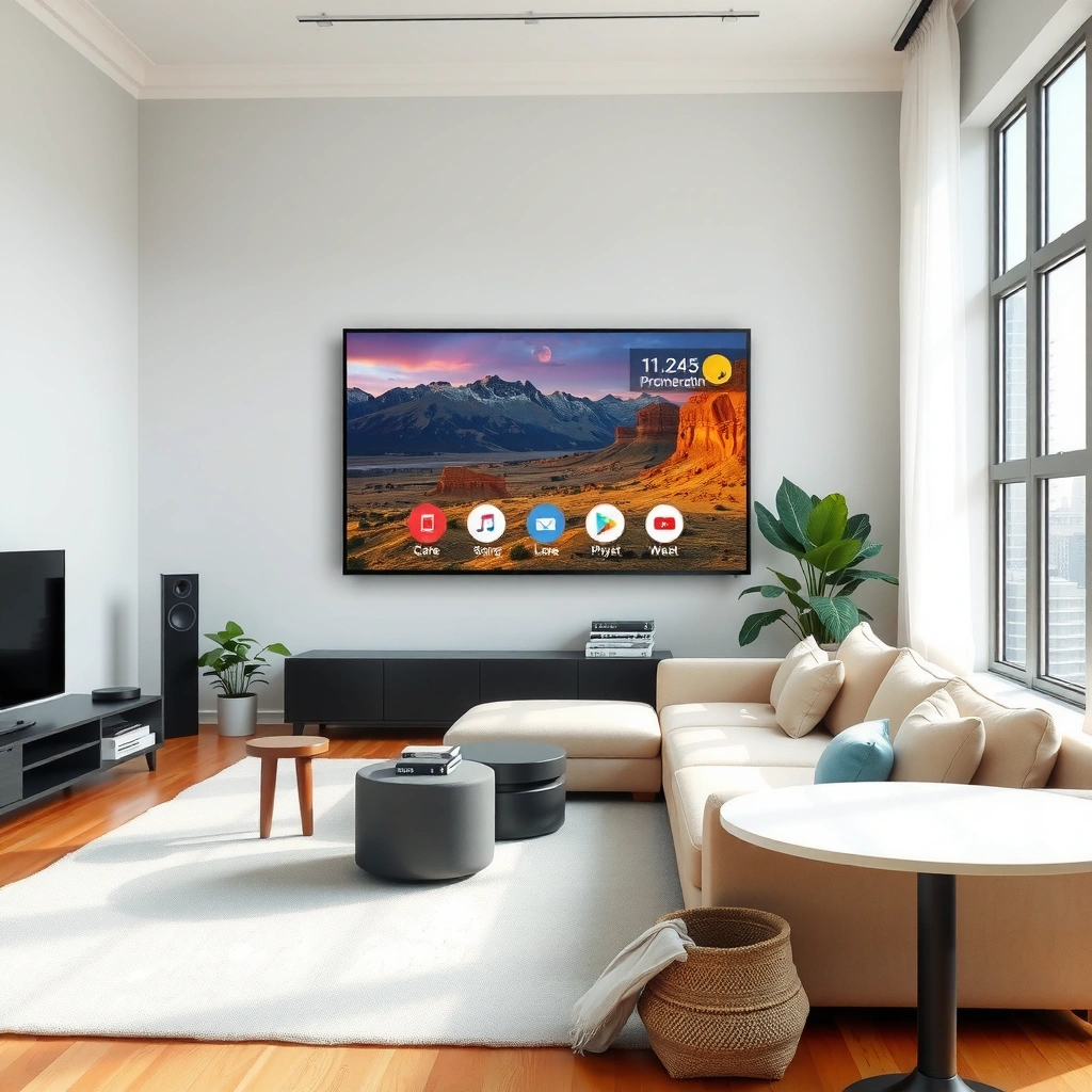 A person measuring the distance from their seating area to the TV for optimal viewing.
