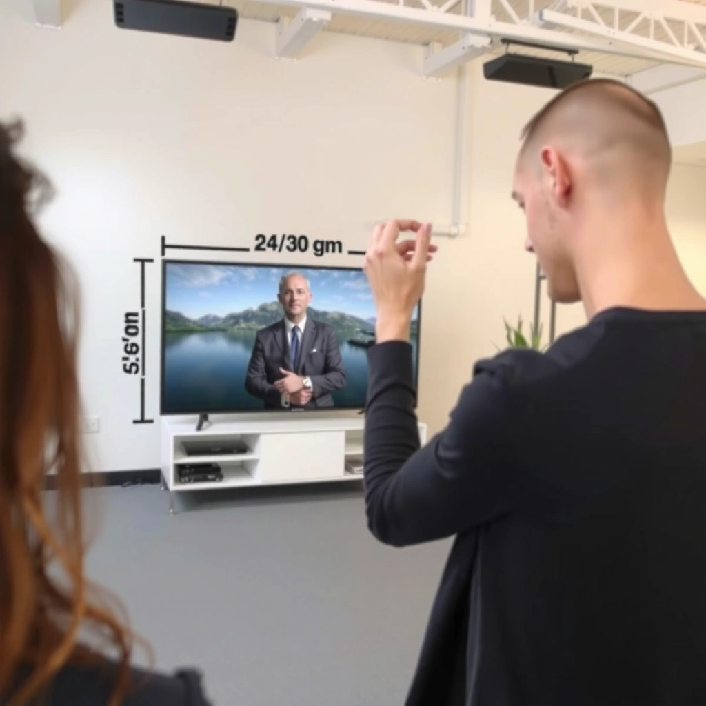 Diagram showing how to measure viewing distance and TV size for optimal viewing experience.