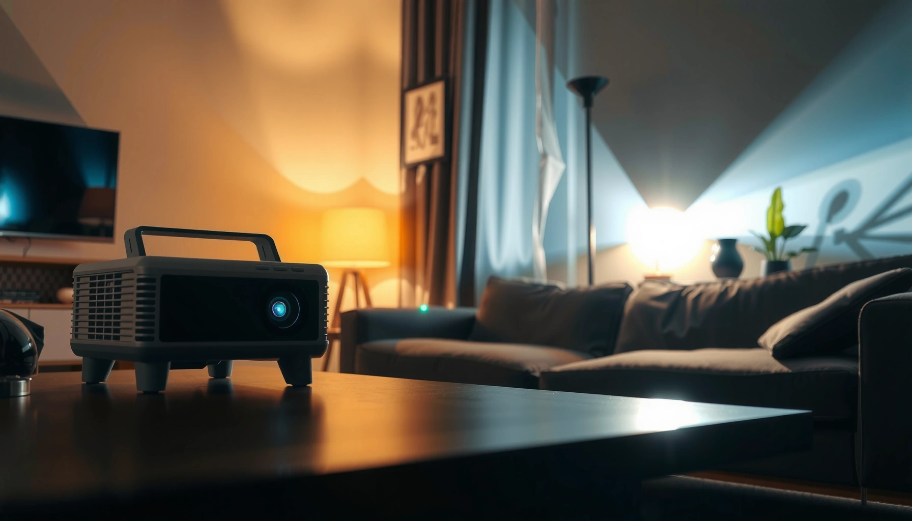 A mini projector illustrating lifespan expectations and usage duration.