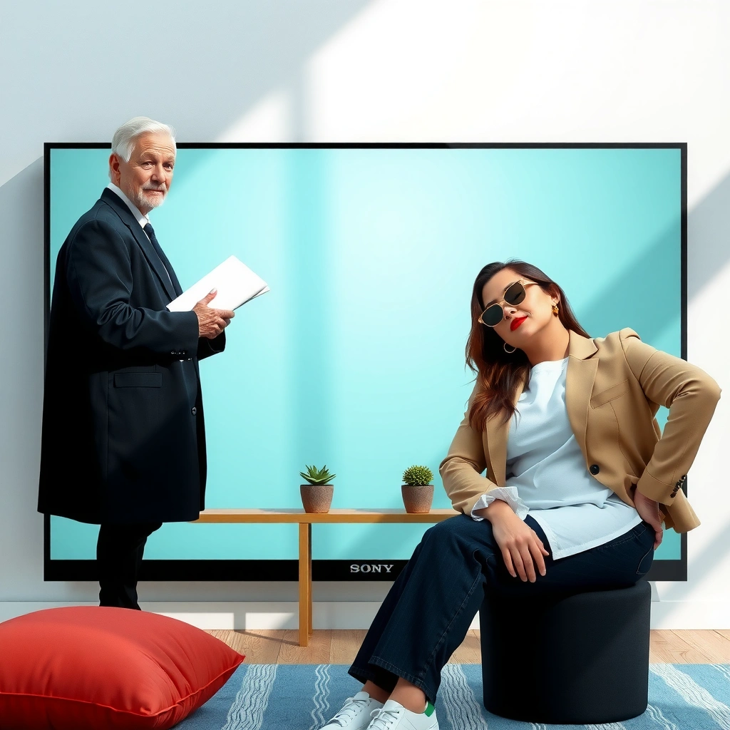 Comparison of brightness, contrast, and processing style in Sony A95L and Philips OLED+950 TVs