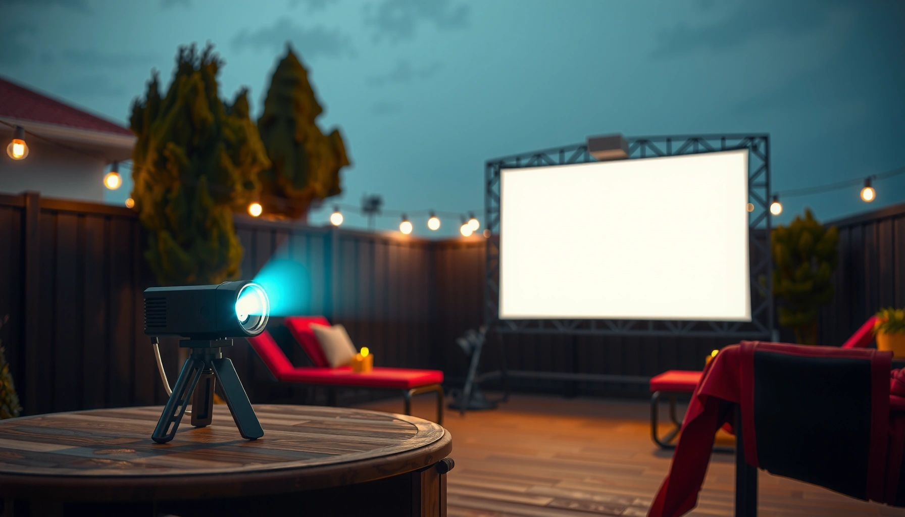 Outdoor projector with lumens measurement for optimal viewing in various lighting conditions