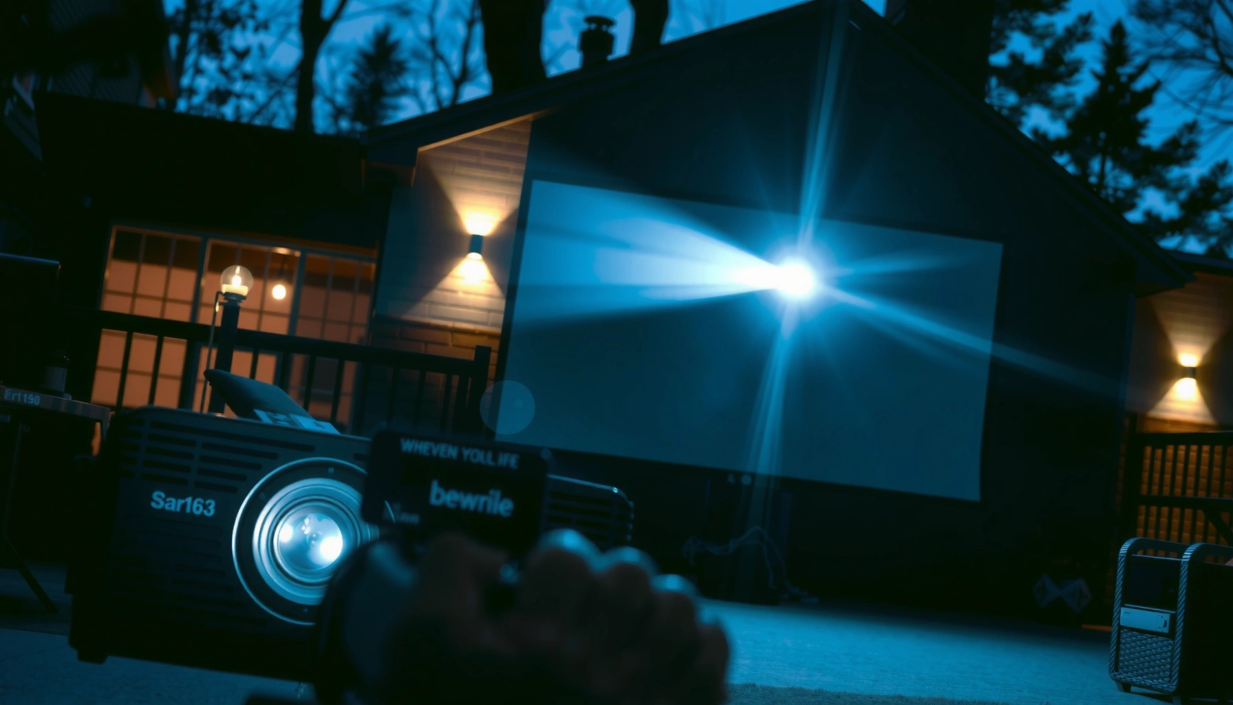 Illustration showing how many lumens are needed for an outdoor projector setup.