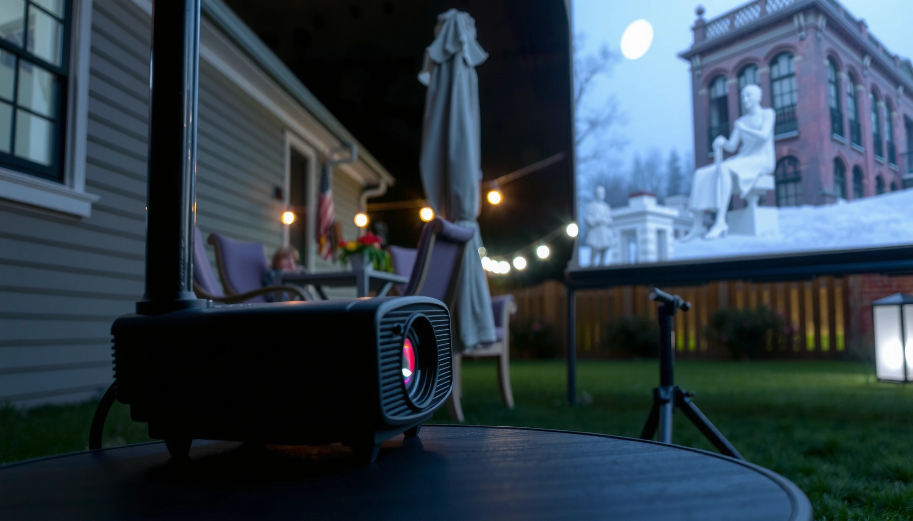 A visual guide on how many lumens are needed for outdoor projectors.