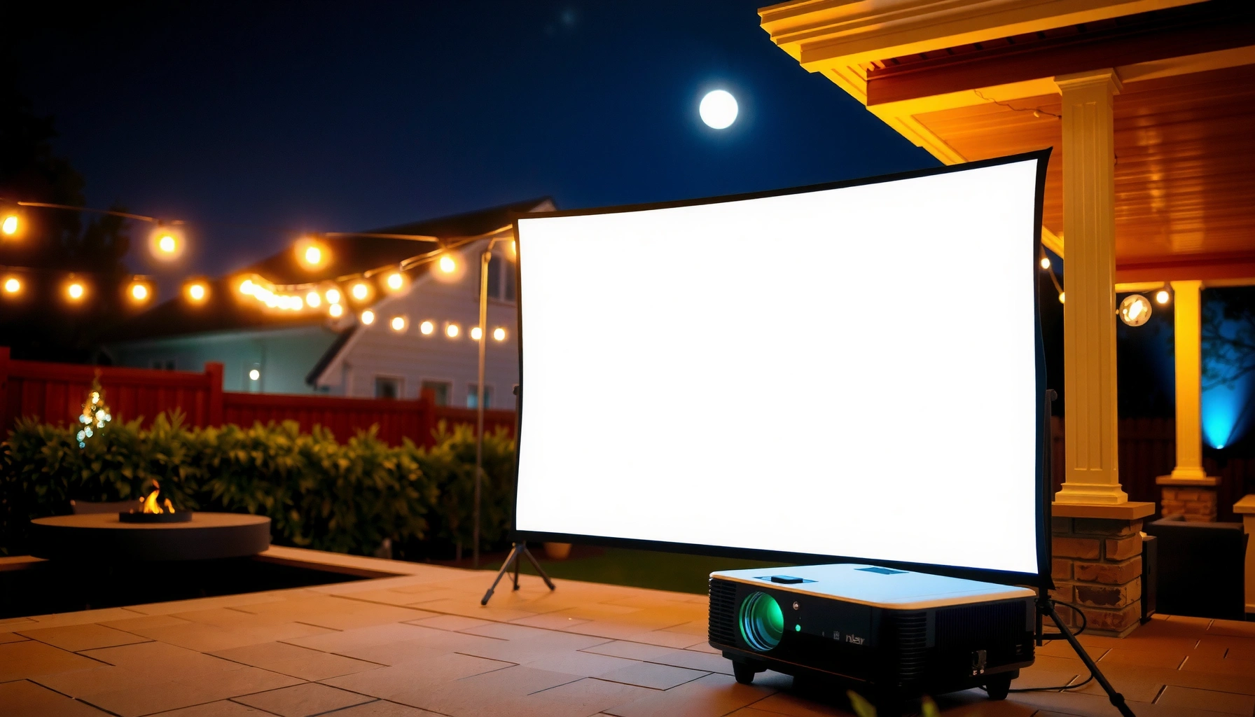 Illustration showing how many lumens are needed for an outdoor projector setup.