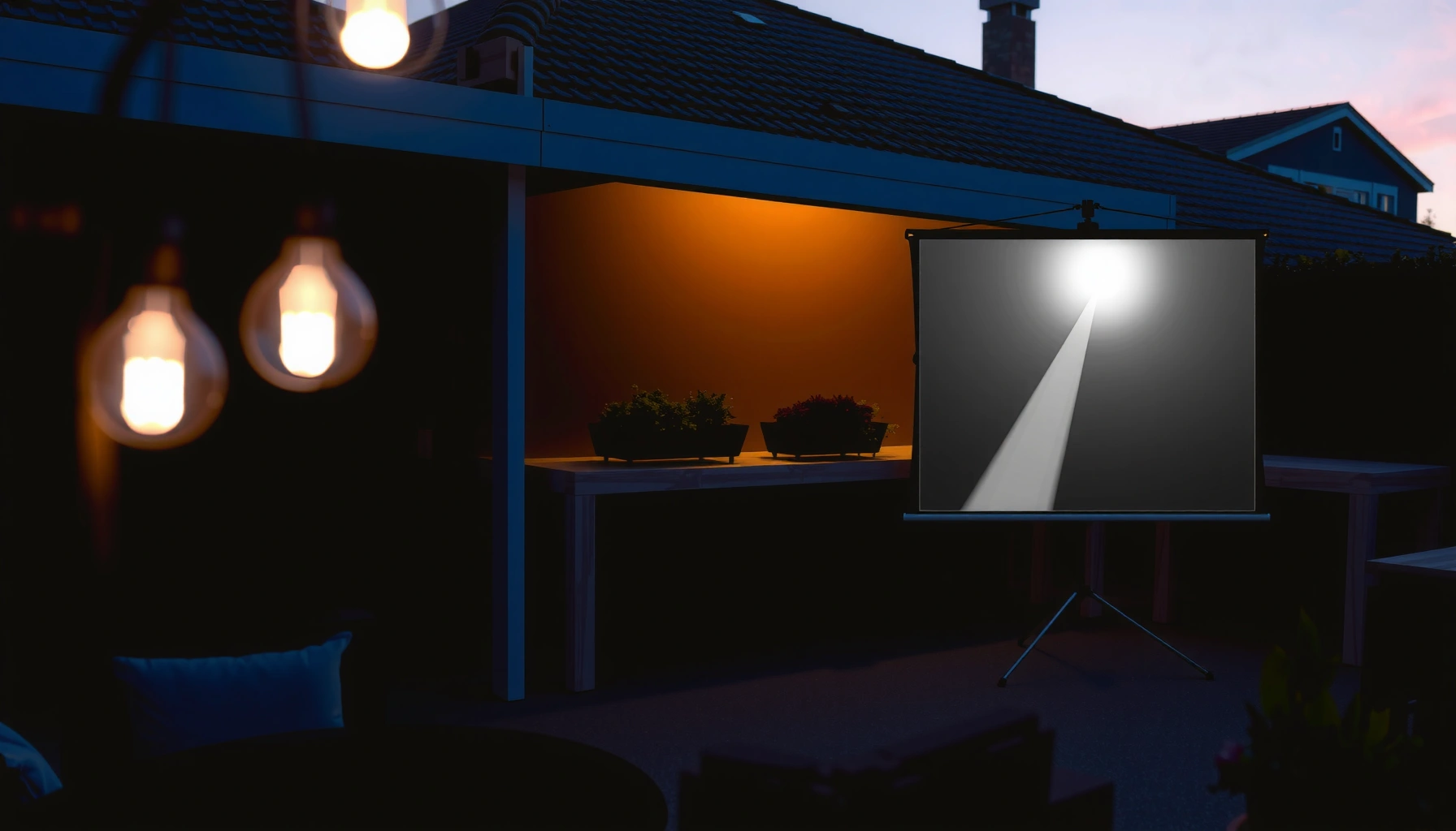 Illustration showing lux levels for outdoor projectors in various lighting conditions.