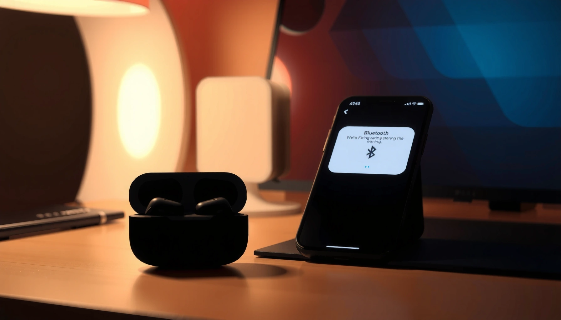 A person demonstrating how to pair earbuds to a smartphone using Bluetooth.