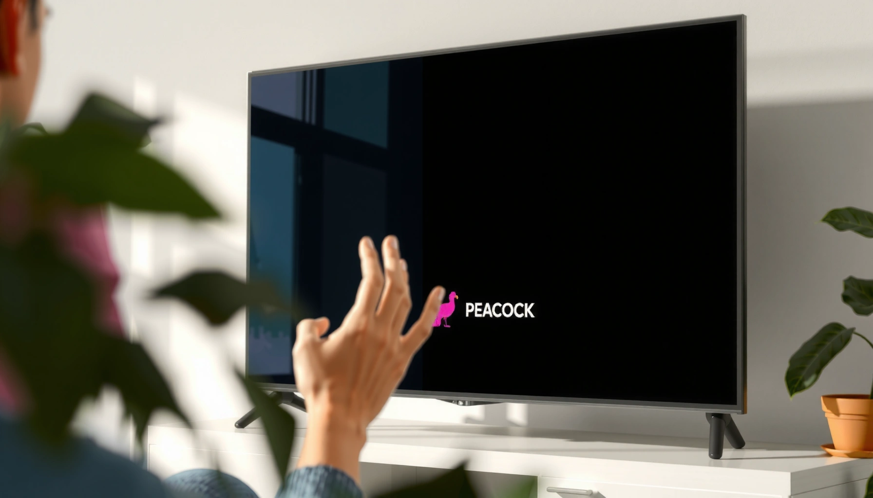A smart TV displaying a black screen while trying to access Peacock streaming service.