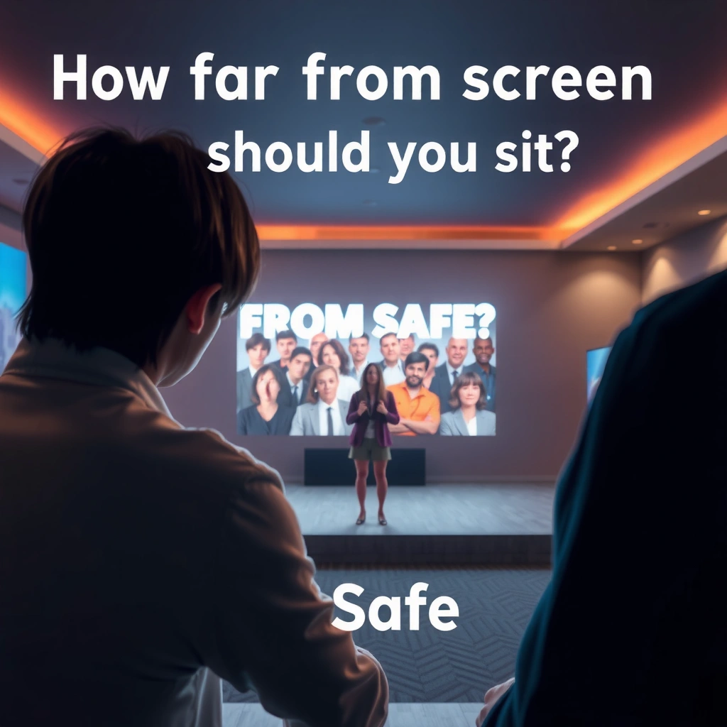 Illustration showing recommended distance from screen for safe viewing habits.