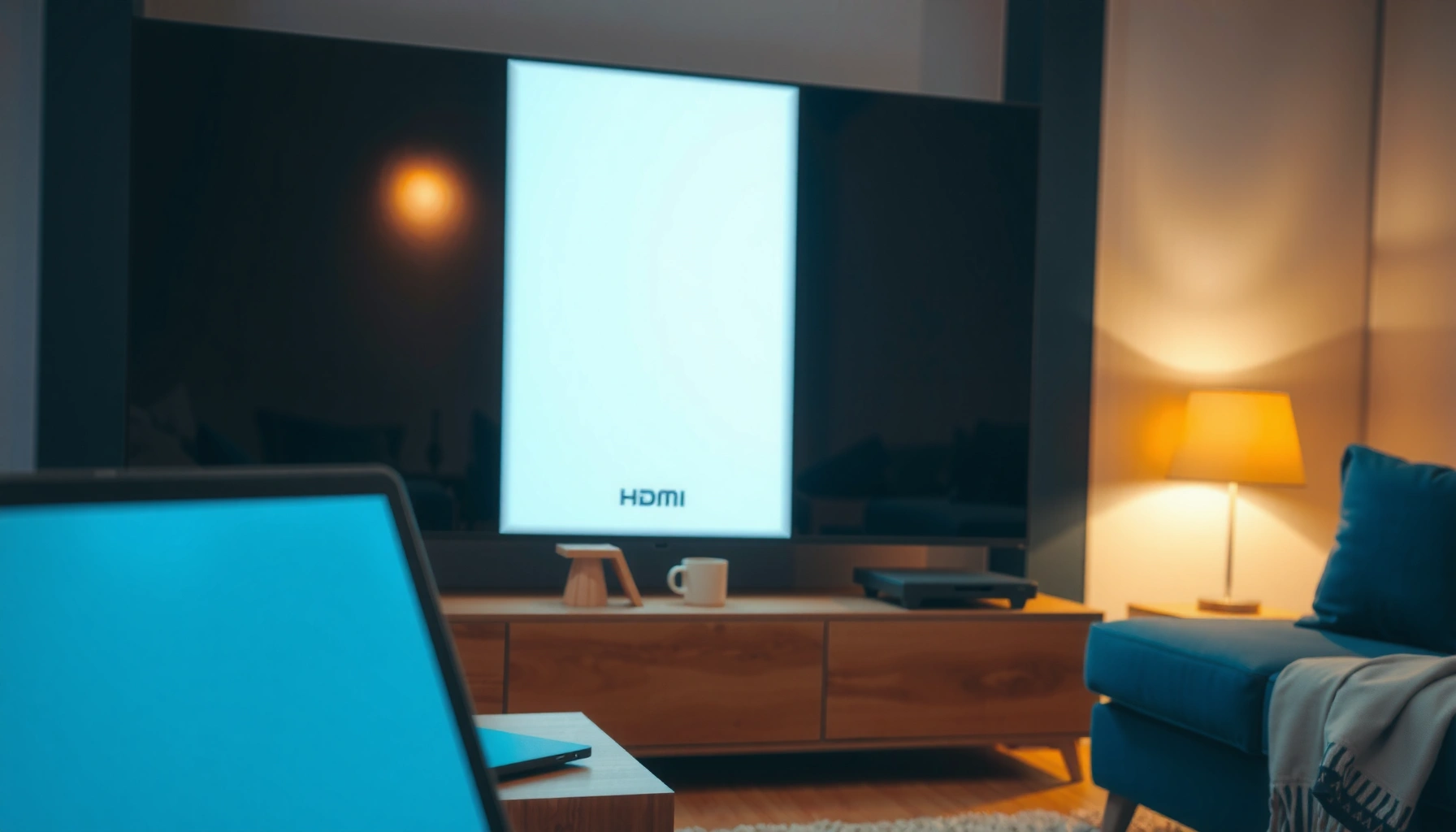 Step-by-step guide on how to project a laptop screen to a TV for easy viewing.