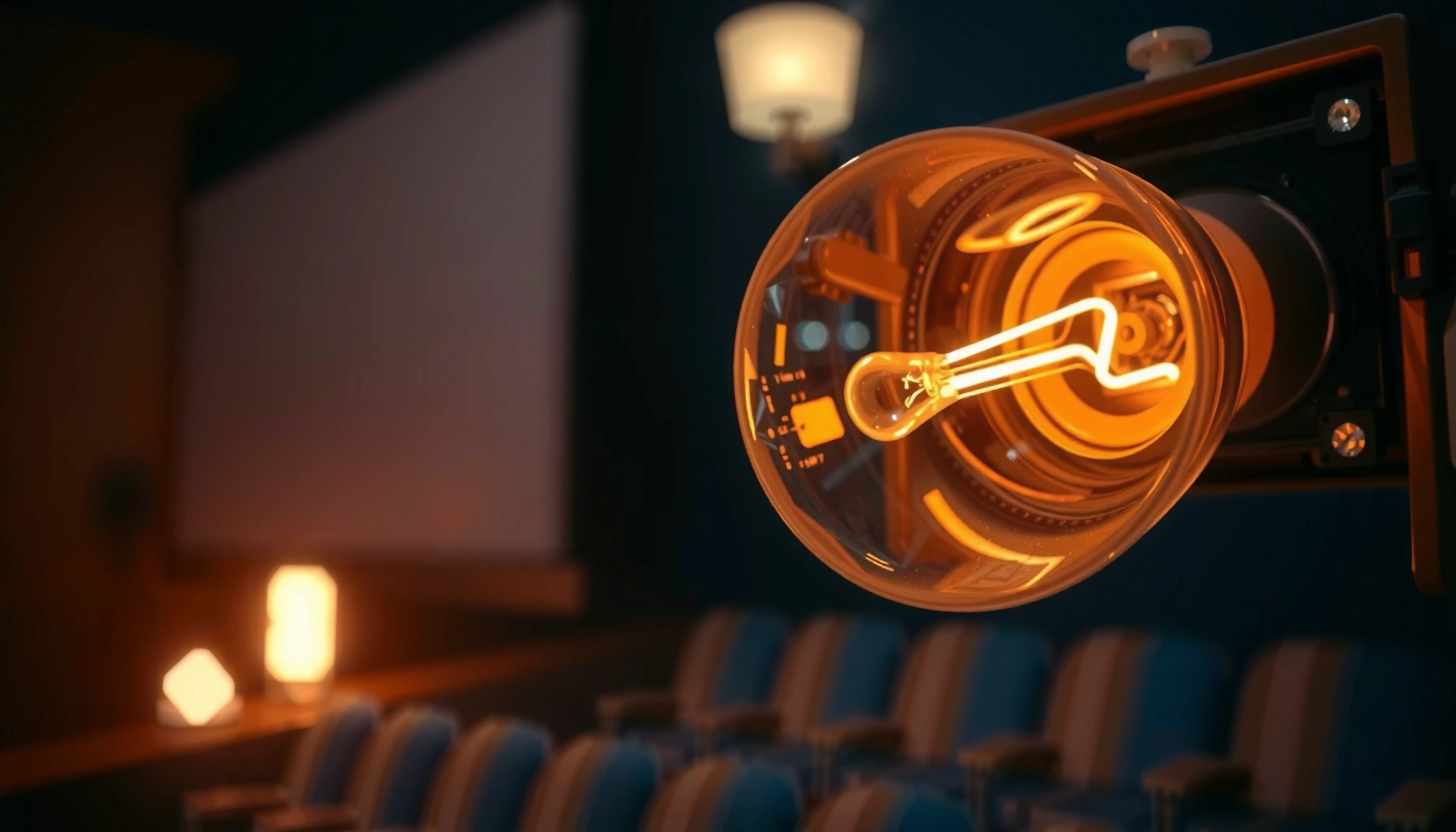 A close-up of a projector bulb with price tags, illustrating the cost of projector bulbs.