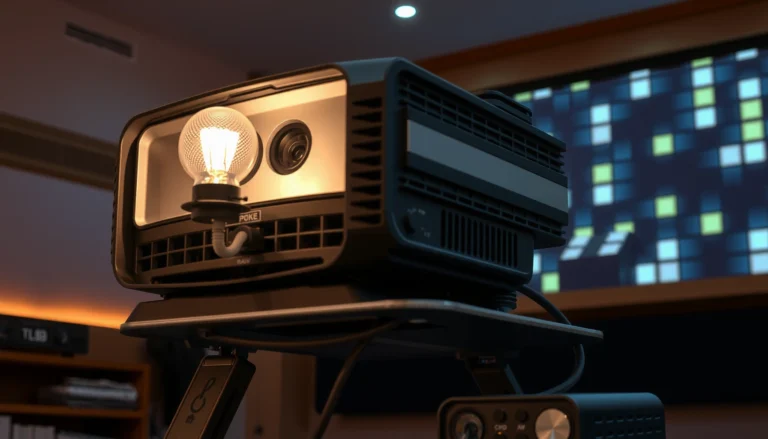 A close-up of a projector bulb with a focus on its lifespan and replacement frequency.