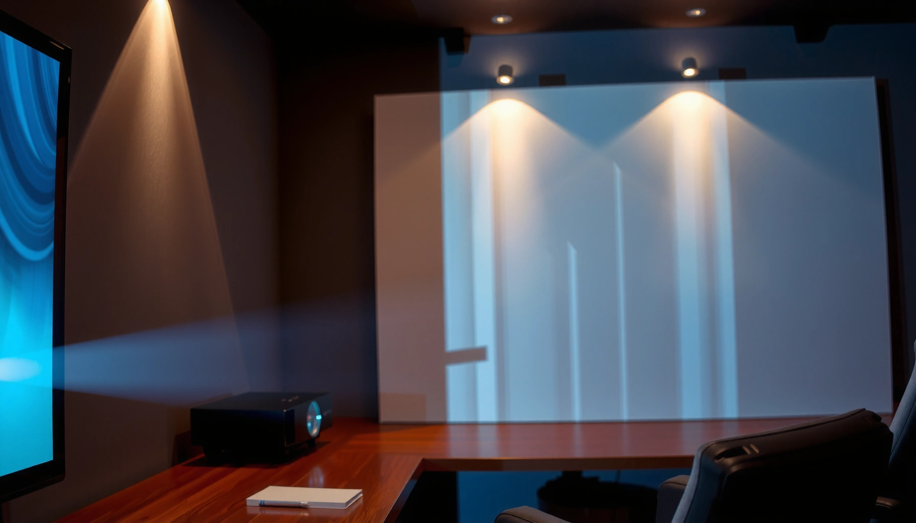 Illustration showing how far a projector can be placed from the wall for optimal image quality.