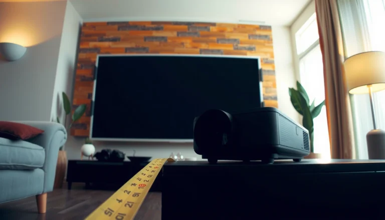 Illustration showing how far back a projector needs to be for optimal viewing distance.