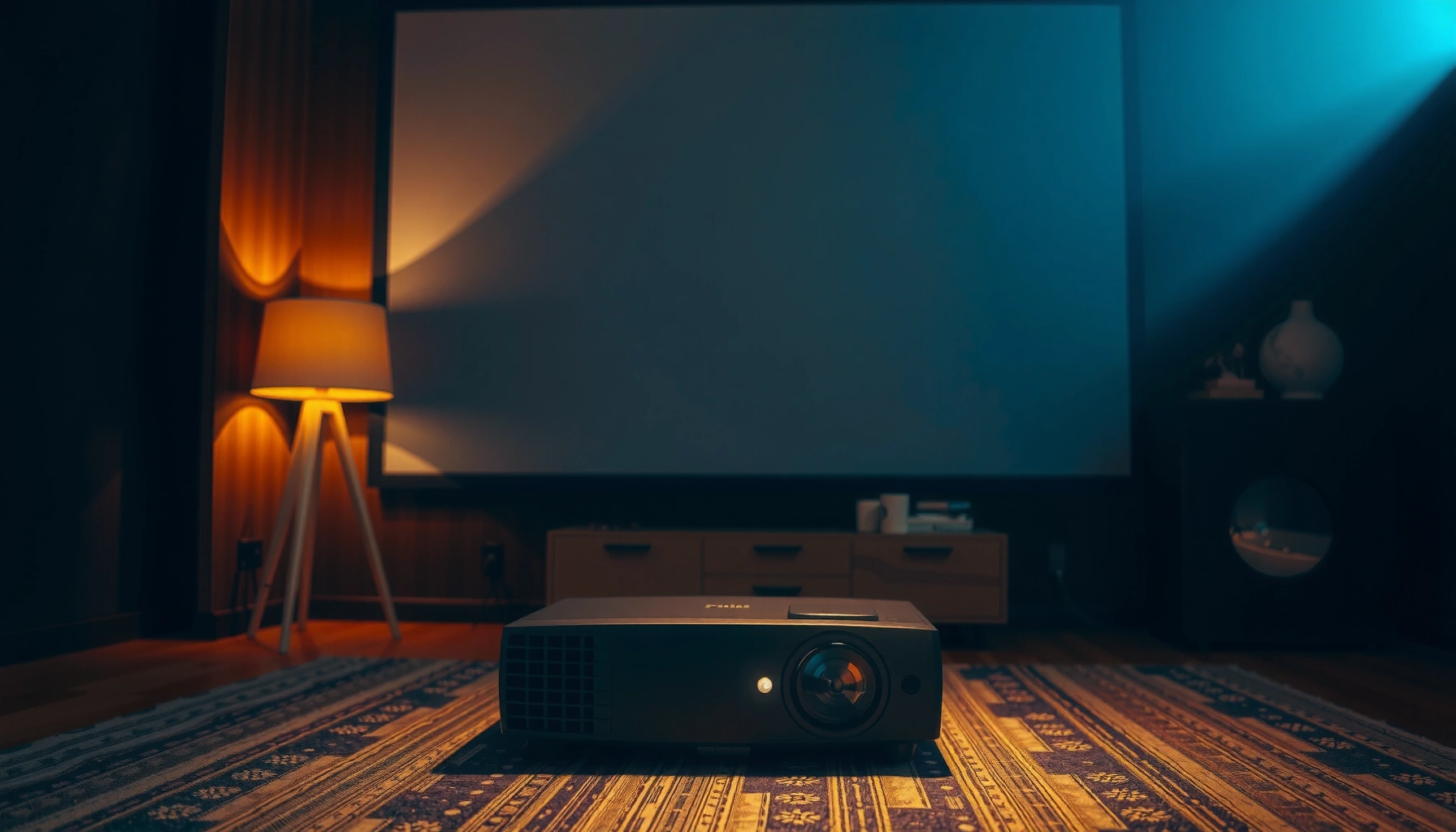 Diagram showing optimal distance for projector placement from the screen for best image quality.