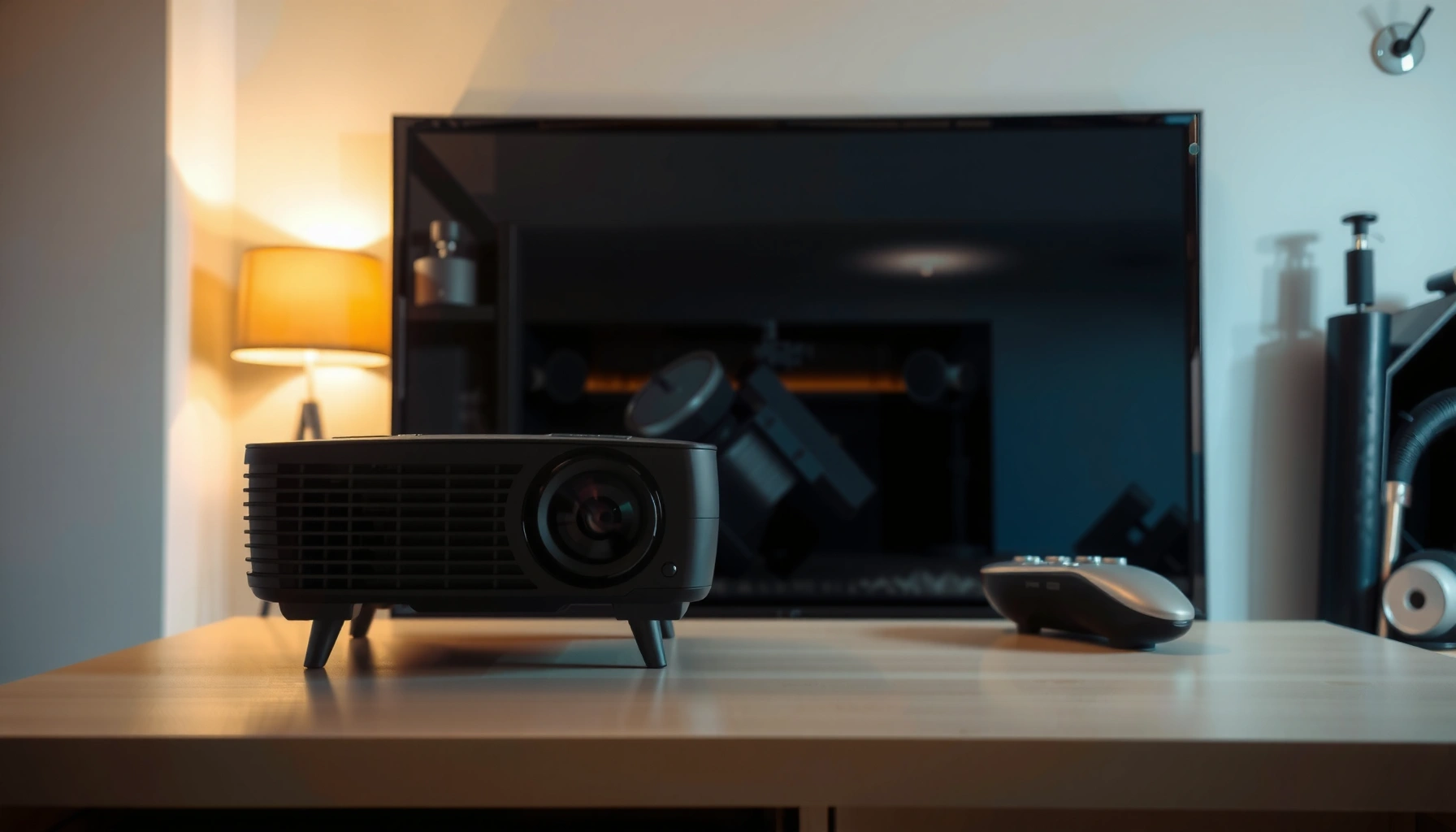 Illustration showing how far a projector needs to be for optimal image quality.
