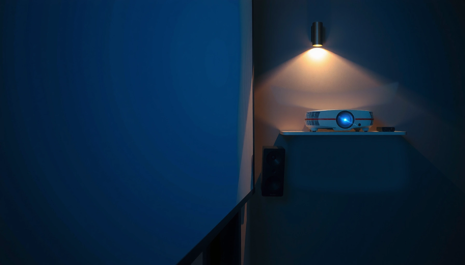 Illustration showing optimal distance for projector placement from the screen for best viewing experience.
