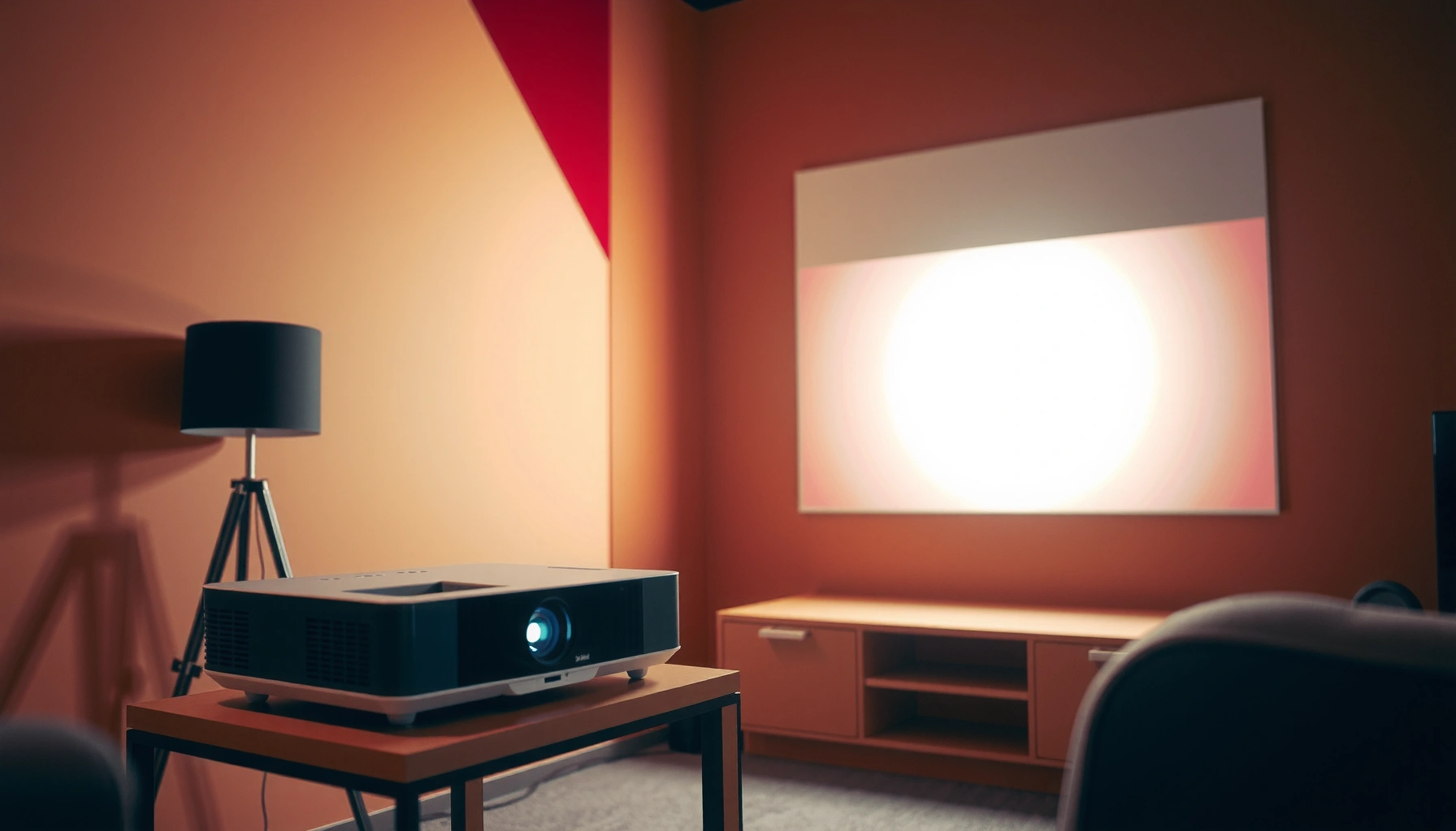 Illustration showing how far back a projector needs to be for optimal viewing.