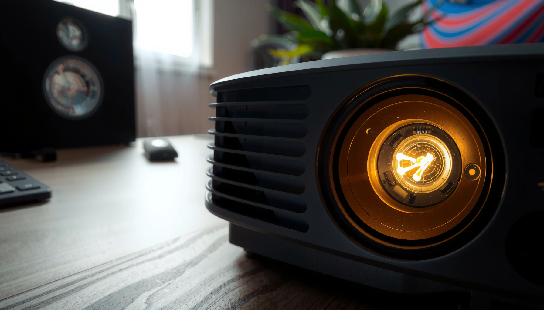 Infographic showing how many hours a projector lamp lasts and factors affecting its lifespan.