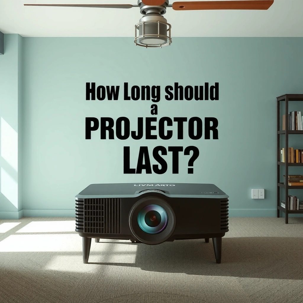 Graph showing projector lifespan based on different light source types like LED, LCD, and DLP.