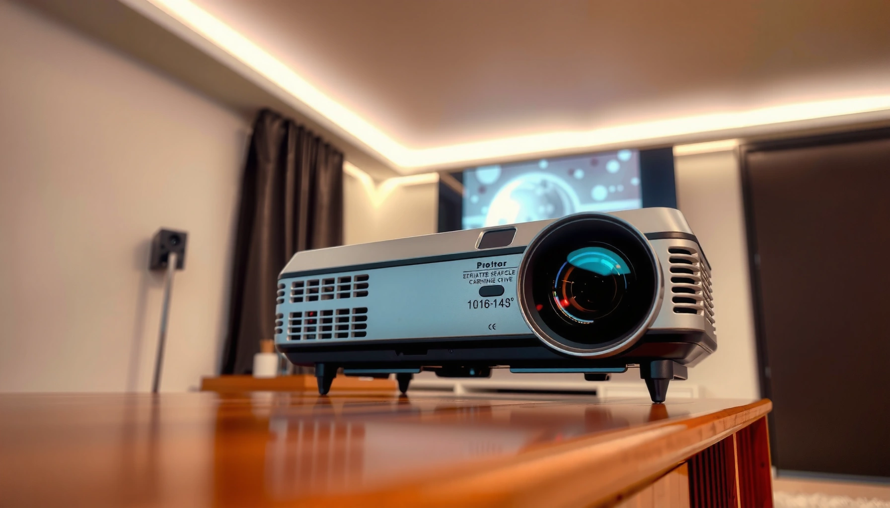 A projector displaying an image, illustrating its lifespan and limits for optimal use.