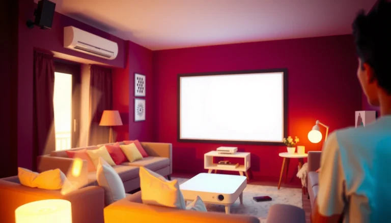 A bright room showcasing a projector with optimal lumens for clear visibility.