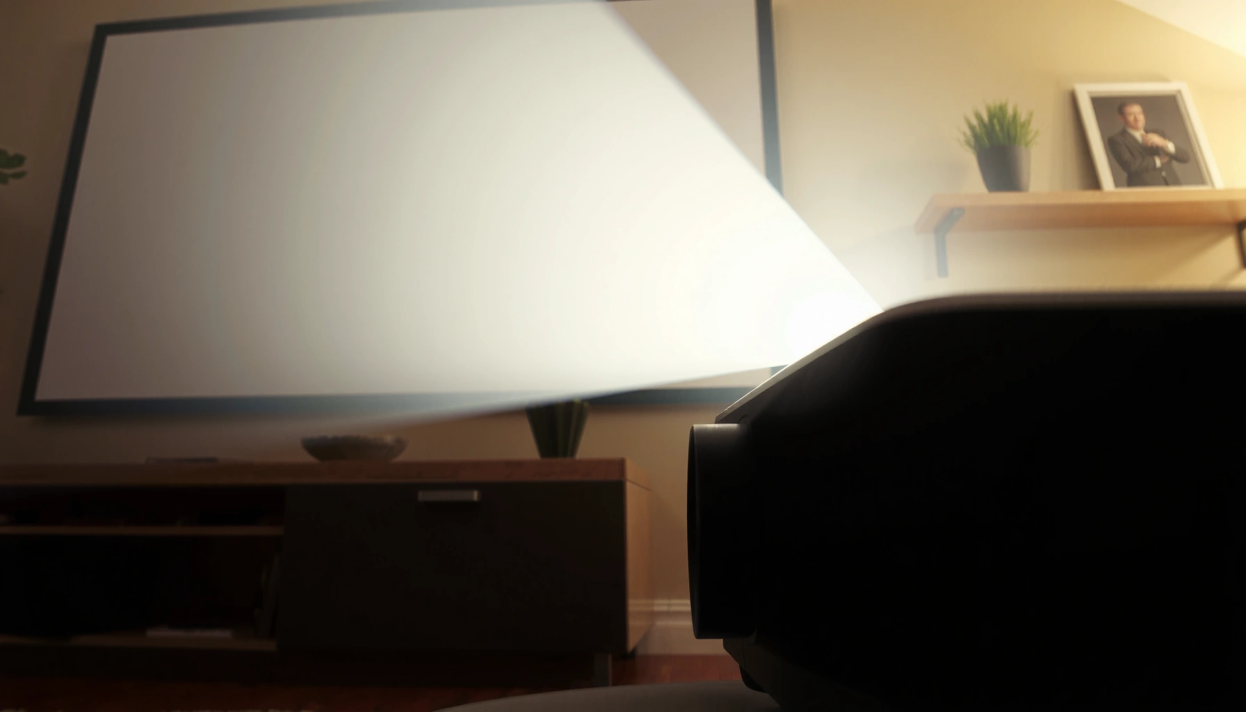 Infographic explaining how many lumens a projector needs for clear brightness in various settings.
