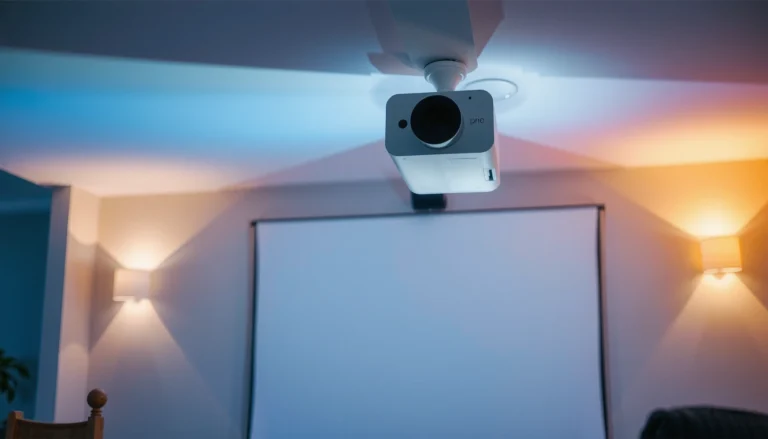 A well-angled projector setup demonstrating optimal placement for a clear image.