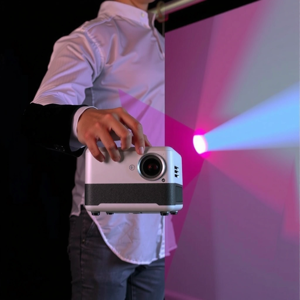 Checking the rated power in watts of a small projector for energy consumption insights.