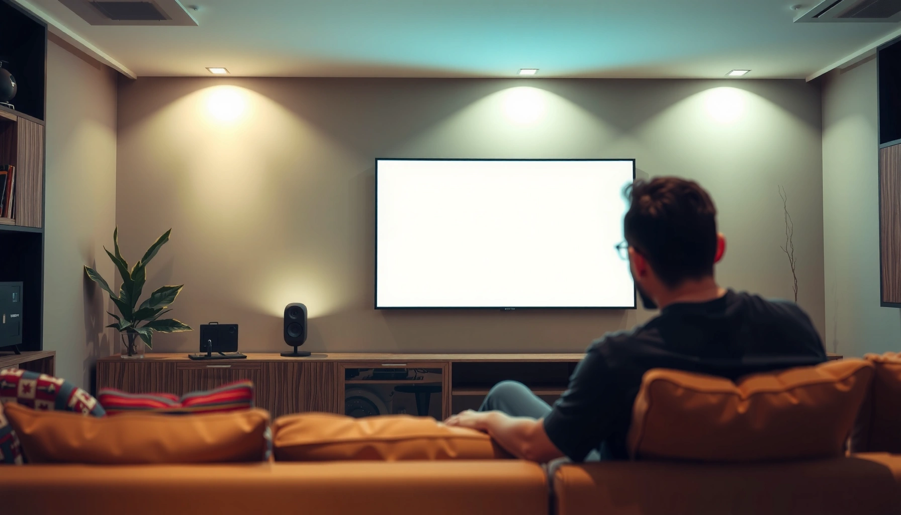 Visual guide on how much room you need for a projector and screen setup.