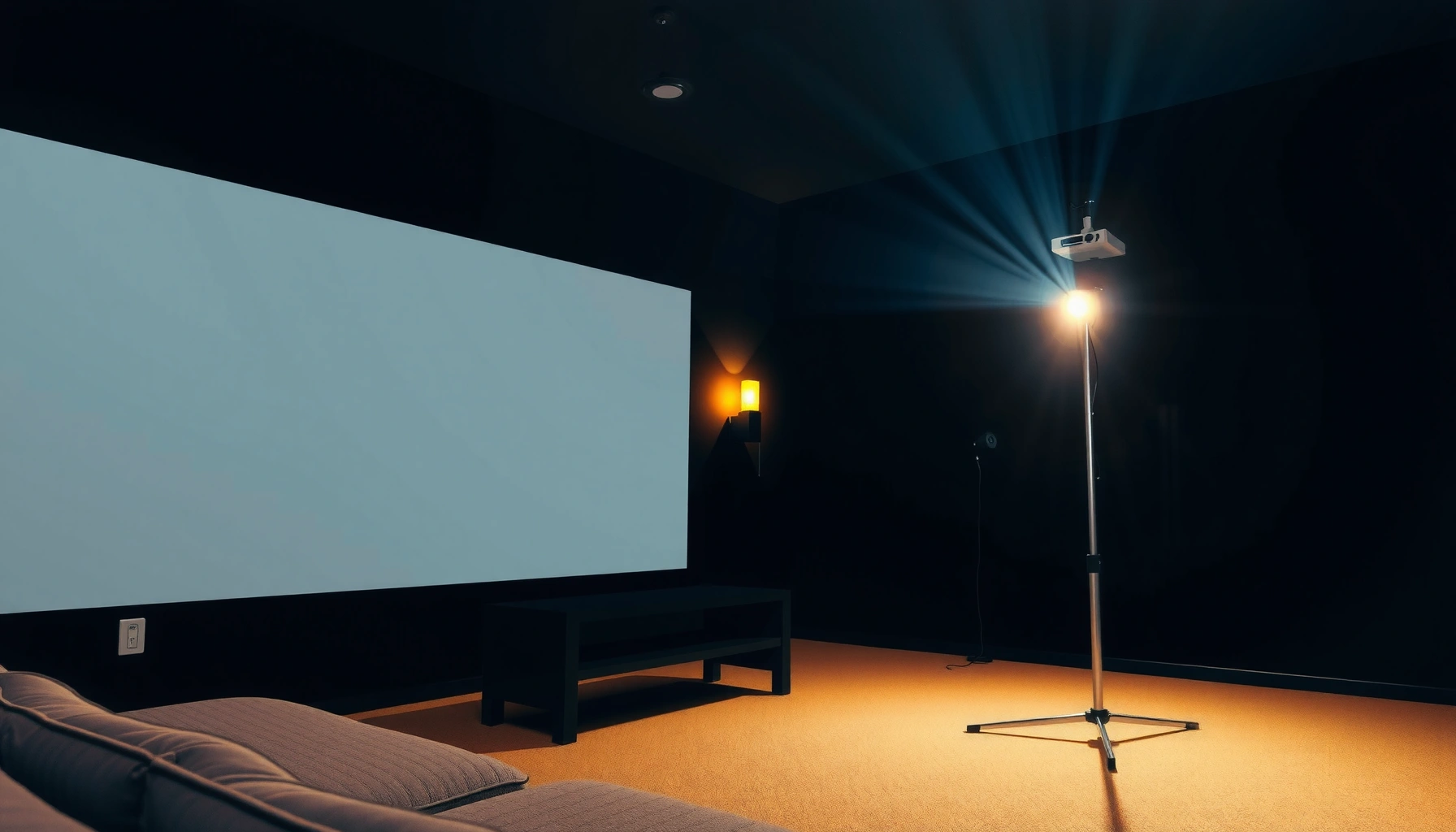 Illustration showing optimal distance between projector and screen for best viewing experience.