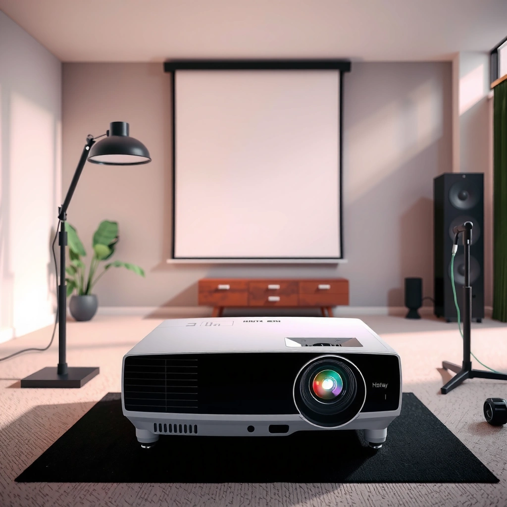 A visual guide to checking projector throw ratio and distance-to-image table for optimal screen placement.