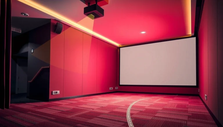 Illustration showing recommended distances from projector to screen for optimal viewing experience.