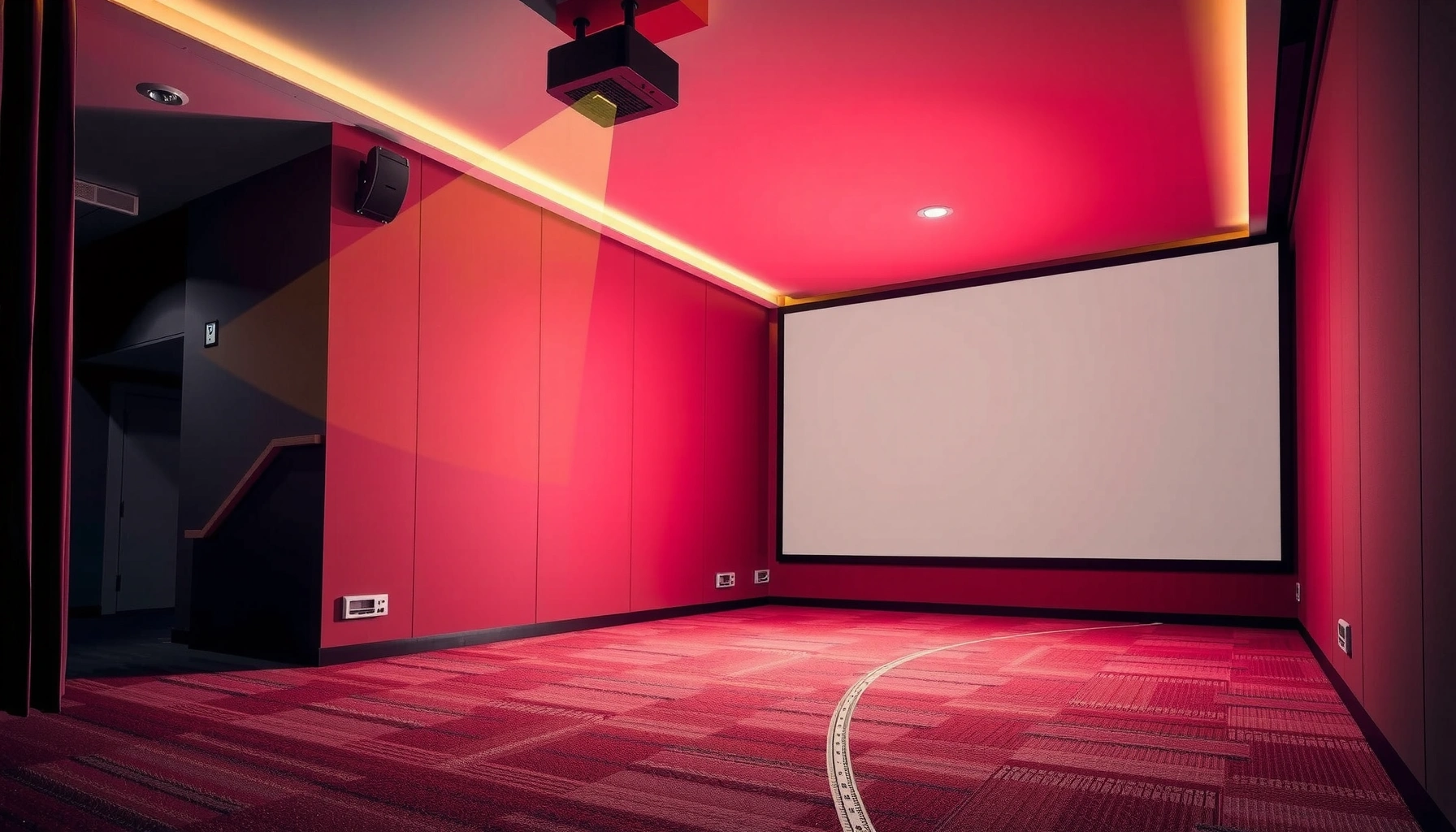 Illustration showing recommended distances from projector to screen for optimal viewing experience.