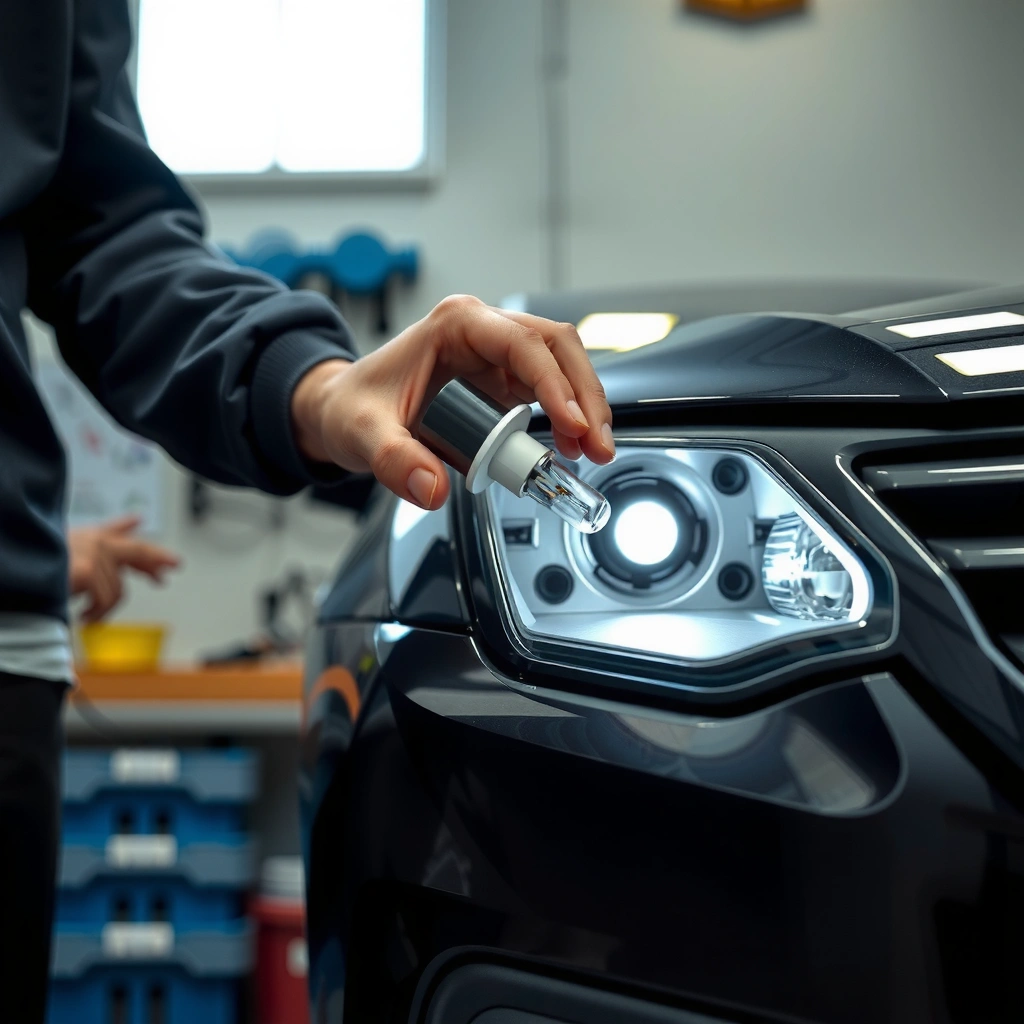 Safety and compatibility checks before changing projector headlight bulb