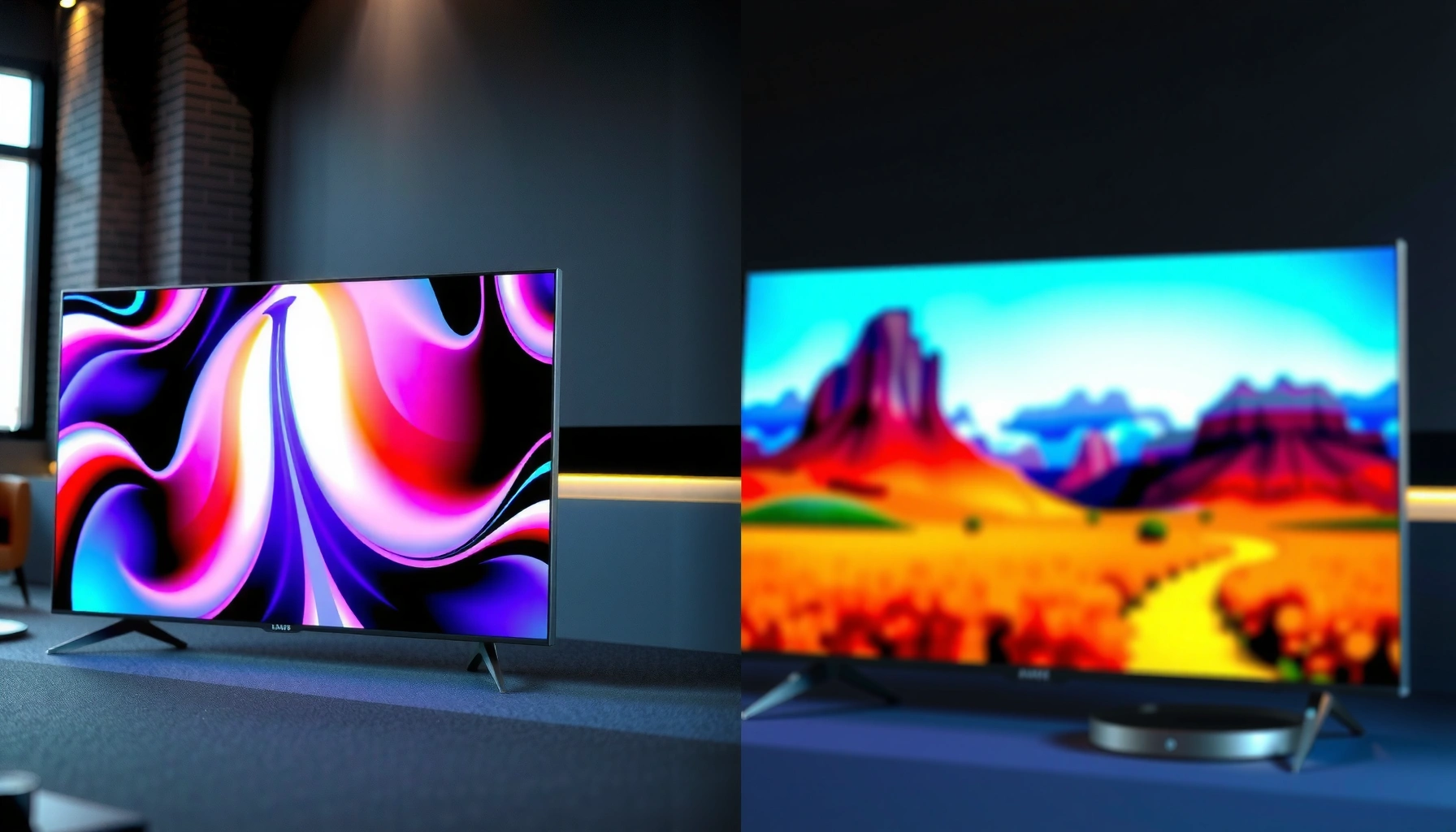 Comparison of Samsung S95H and LG W6 wallpapers showcasing their design and color quality.