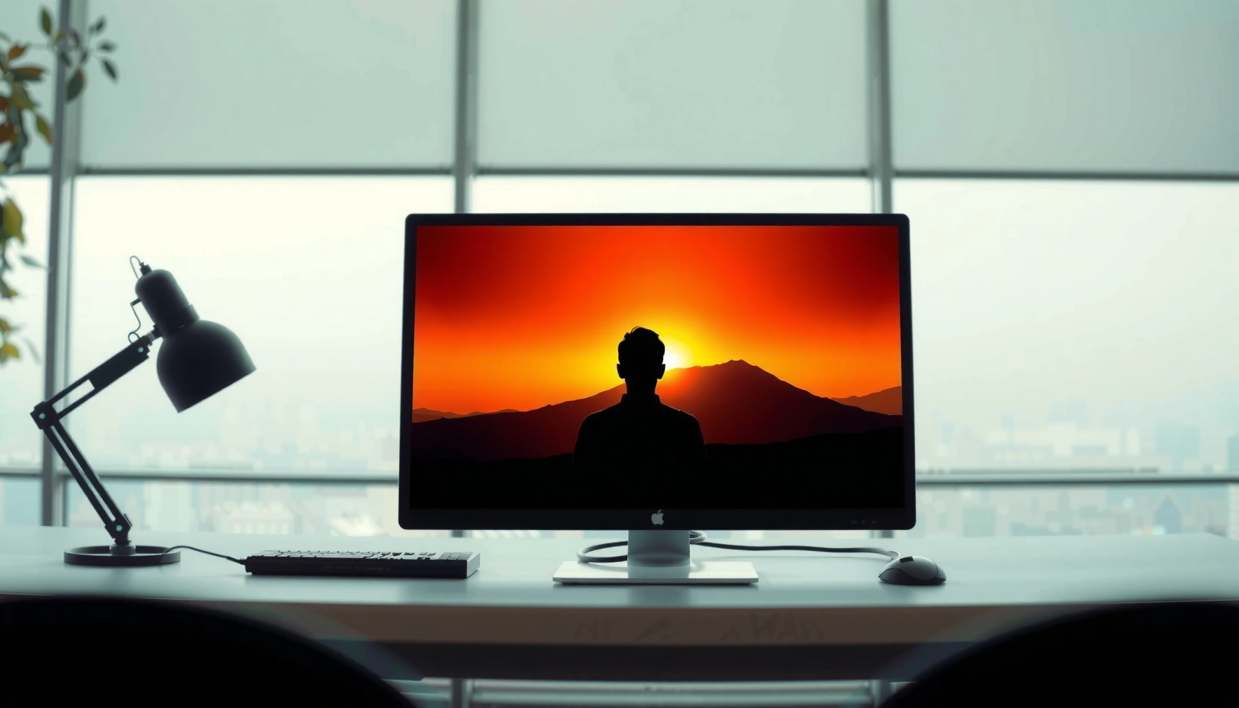 Illustration showing optimal screen distance for comfort while using a computer or device.