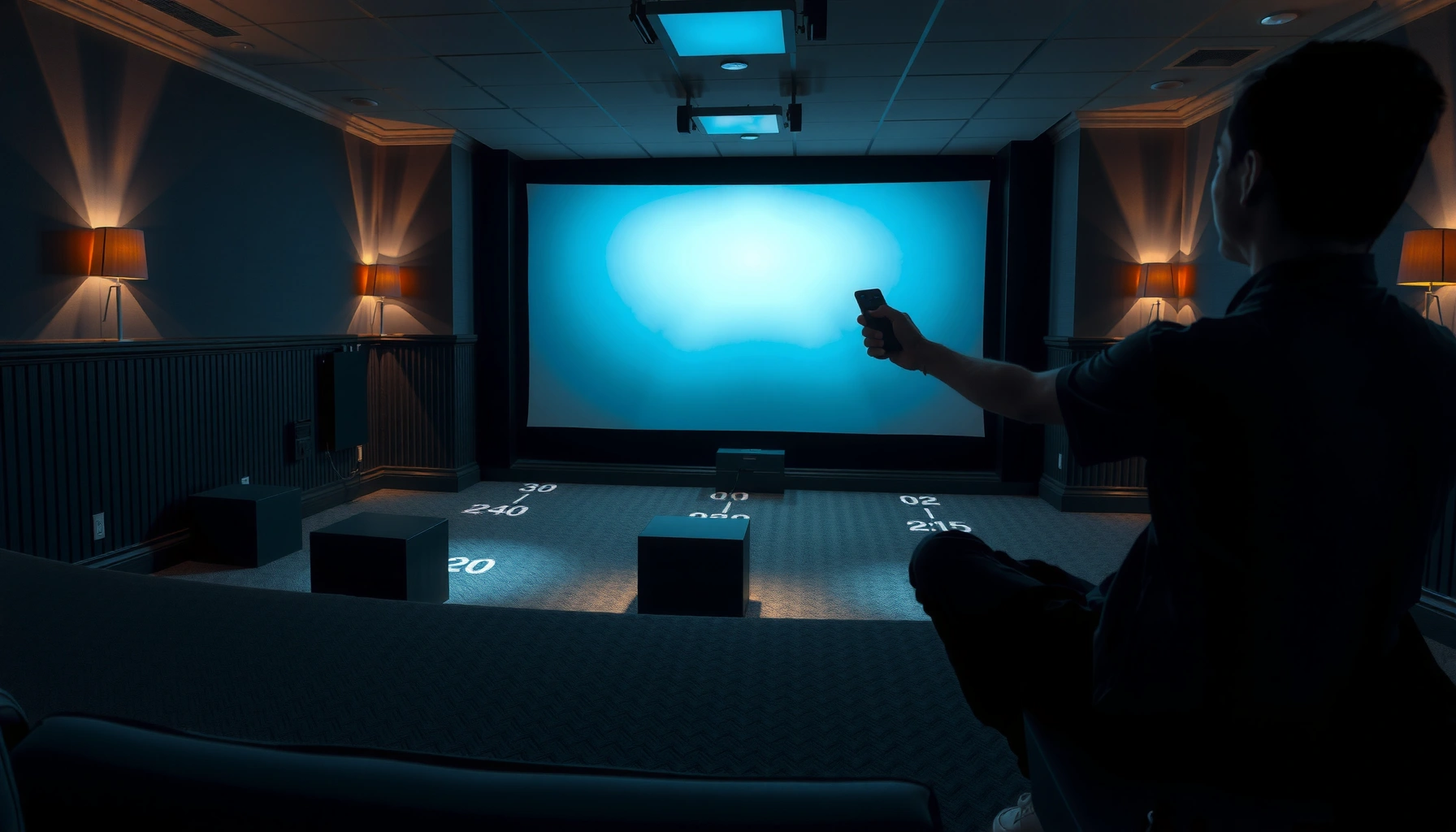 A guide illustrating optimal seating distance from a projector screen for better viewing experience.