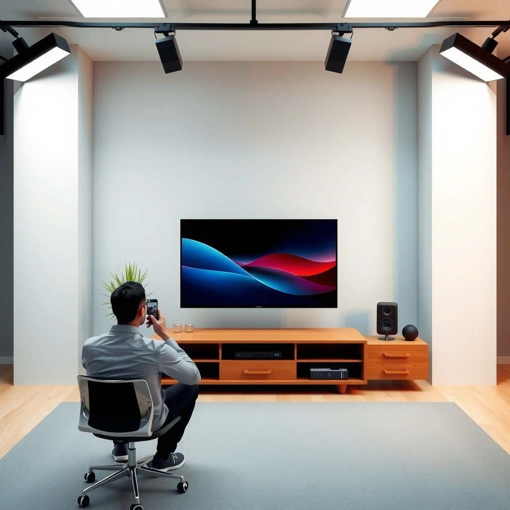 Diagram illustrating the diagonal-based distance rule for optimal TV viewing distance.