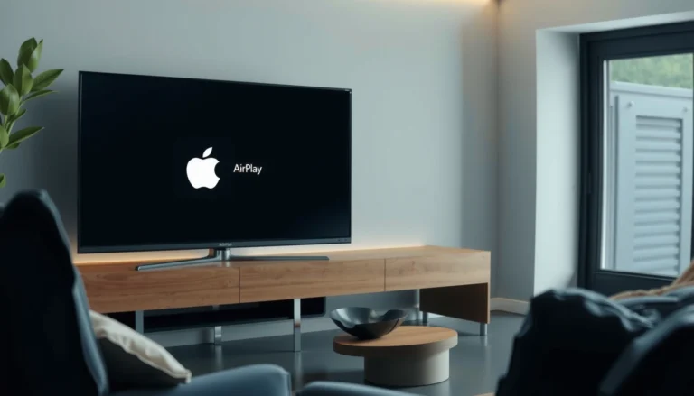 A smart TV displaying an error message about AirPlay not working, highlighting common issues and fixes.