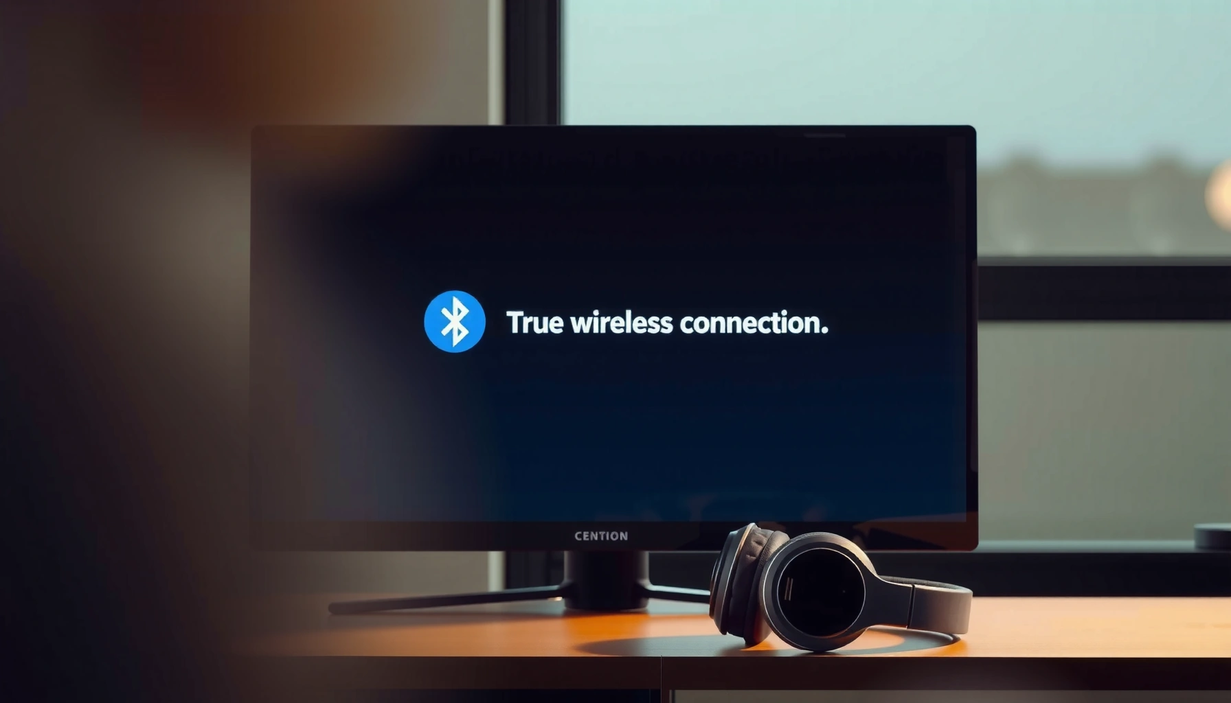 Person troubleshooting Bluetooth headphones not connecting to a Smart TV.